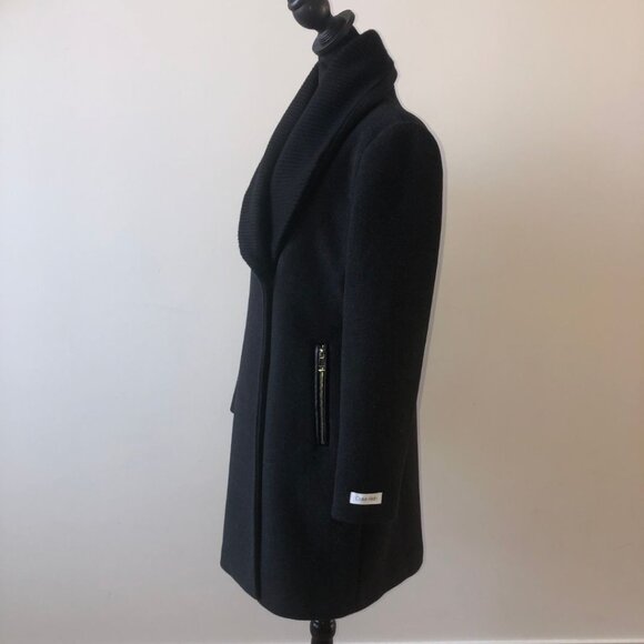 Like New - Calvin Klein Shawl Collar Wool Blend Double-Breasted Coat Size S - Picture 13 of 17